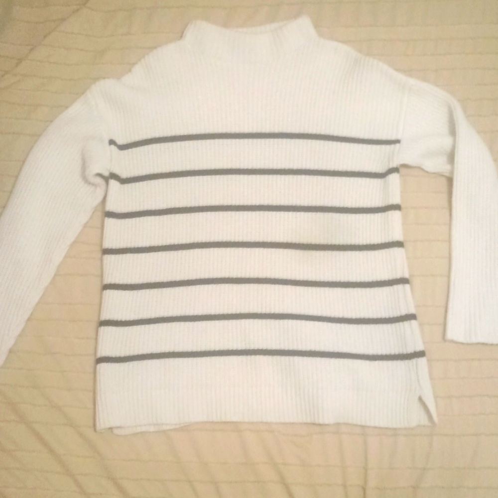 Massimo Dutti oversized boxy wool blend sweater black off white cream Medium